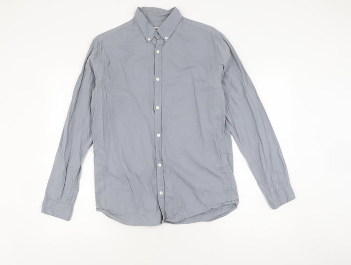 Jack & Jones Men's Grey Casual Shirt M, 100% Cotton, Button-Down
