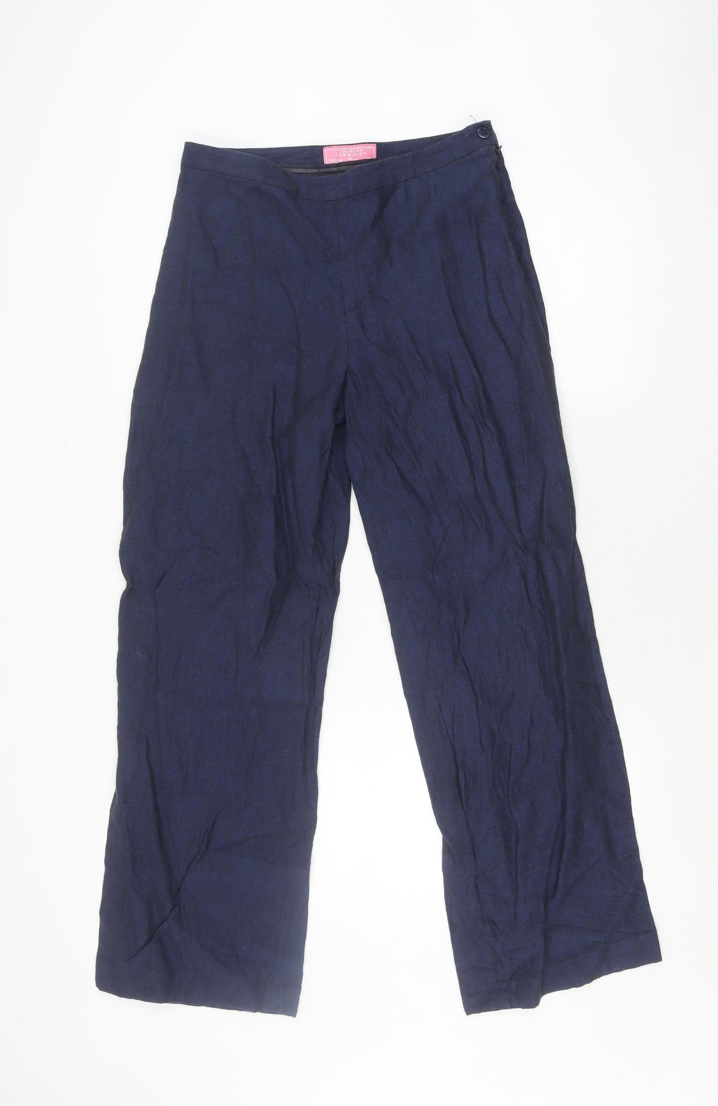 Charles Tyrwhitt Women's Blue Linen Trousers, Size 12
