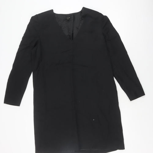 Massimo Dutti Women's Black Sheath Dress Size 14