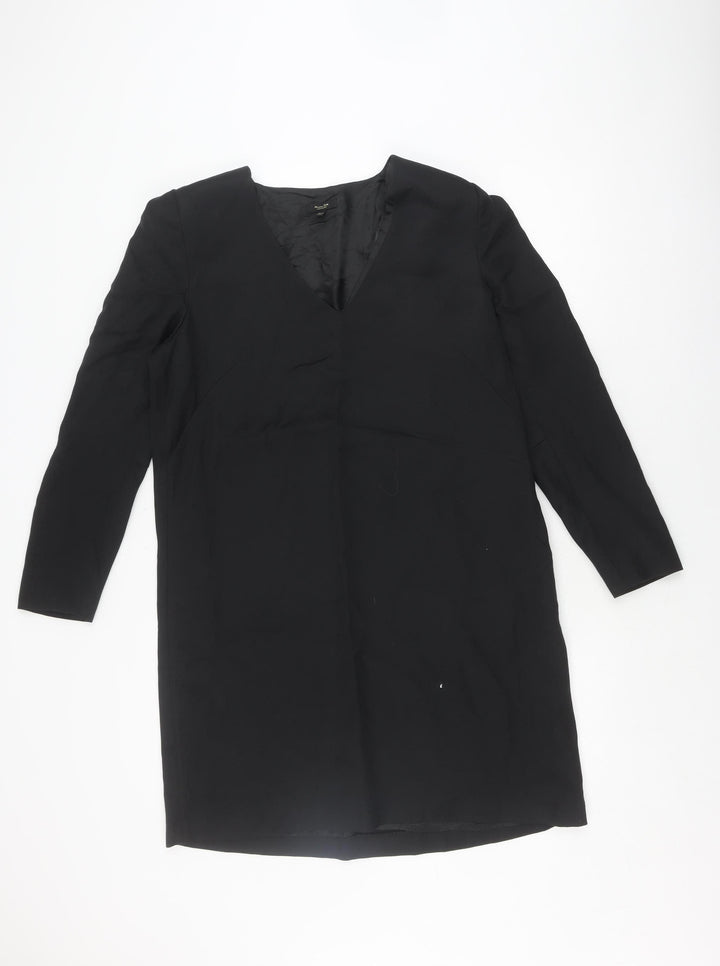 Massimo Dutti Women's Black Sheath Dress Size 14