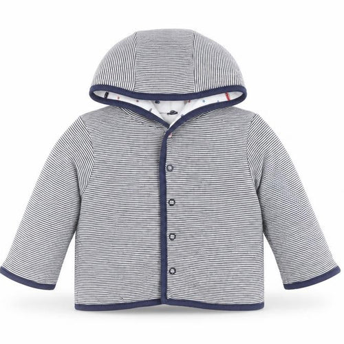 Jasper Conran Unisex Blue Striped Hooded Jumper, 3-6 Months