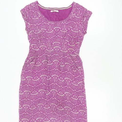 White Stuff Women's Purple Geometric Shift Dress Size 10
