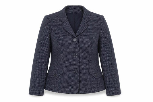 Front view of Eastex Women's Blue Polka Dot Suit Jacket, size 12