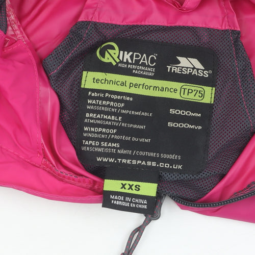 Trespass Women's Pink Waterproof Hooded Rain Jacket 2XS