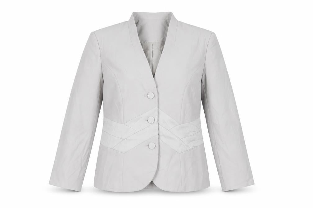 Front view of Eastex Women's Grey Suit Jacket, size 12, Regular