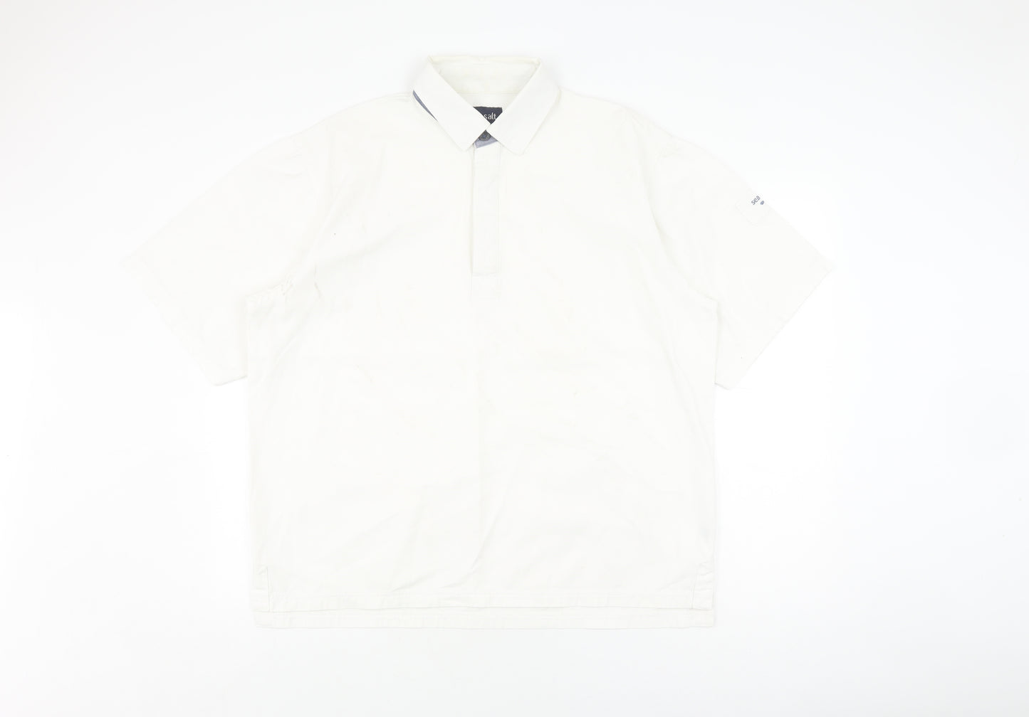 Seasalt Men's White Cotton L Button-Up Shirt Short Sleeve