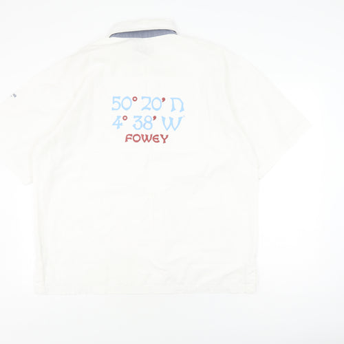 Seasalt Men's White Cotton L Button-Up Shirt Short Sleeve