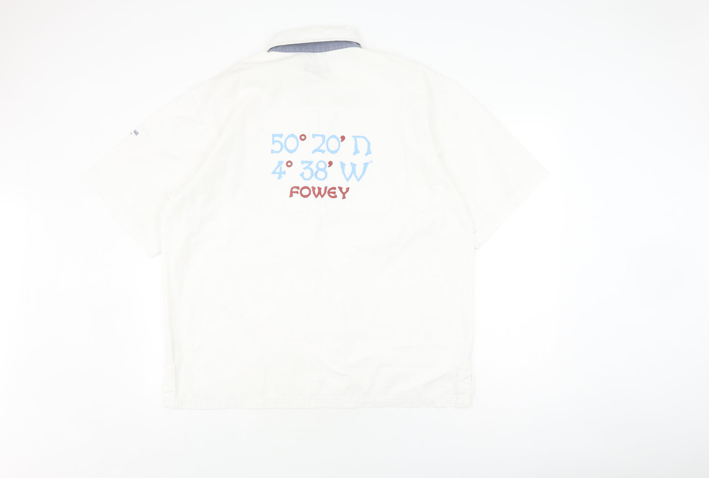 Seasalt Men's White Cotton L Button-Up Shirt Short Sleeve
