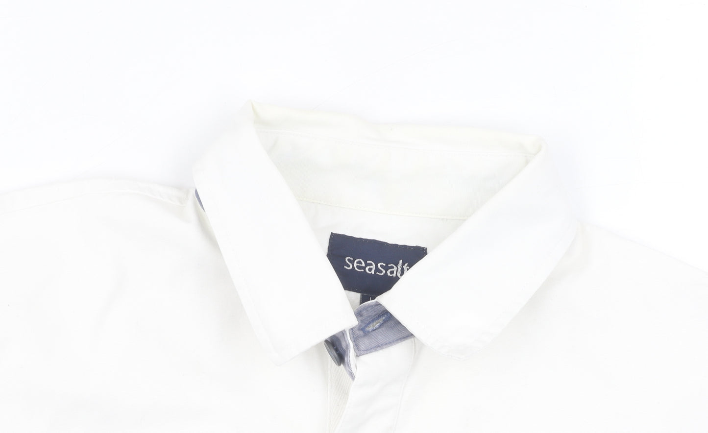 Seasalt Men's White Cotton L Button-Up Shirt Short Sleeve