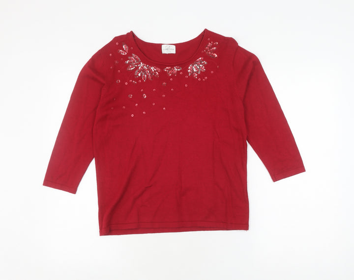 Eastex Women's Red Sequin Pullover Jumper Size 10