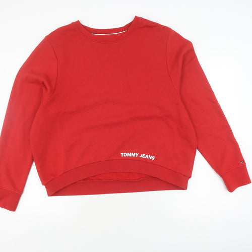 Tommy Jeans Women's Red Pullover Sweatshirt L