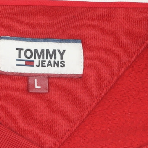 Tommy Jeans Women's Red Pullover Sweatshirt L