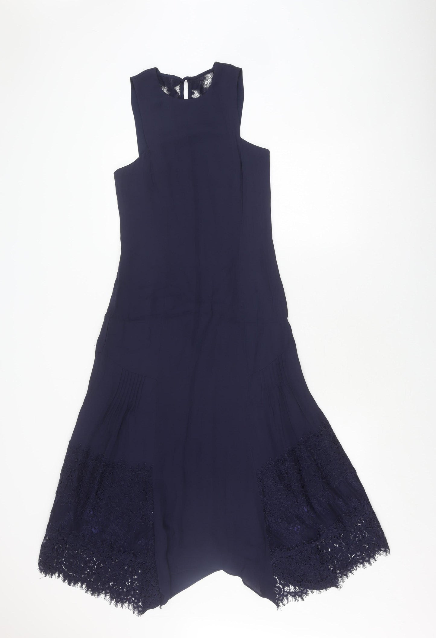 Reiss Women's Blue Sheath Dress, Size 4, Lace Accent