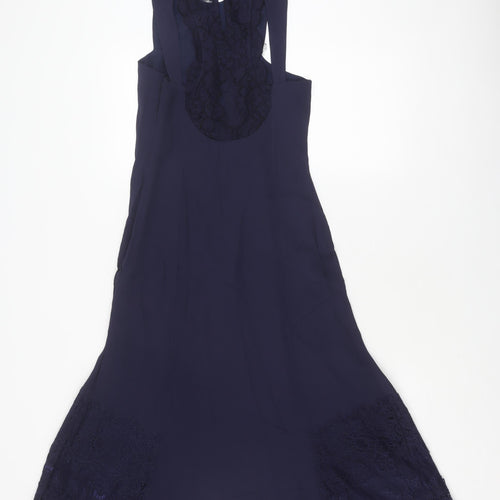 Reiss Women's Blue Sheath Dress, Size 4, Lace Accent