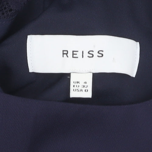 Reiss Women's Blue Sheath Dress, Size 4, Lace Accent