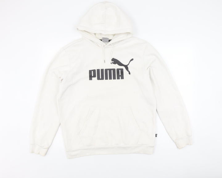 Puma Men's White Pullover Hoodie M Logo Graphic