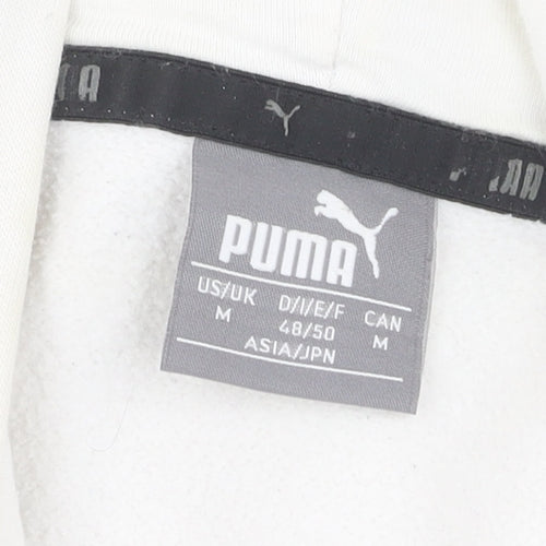 Puma Men's White Pullover Hoodie M Logo Graphic