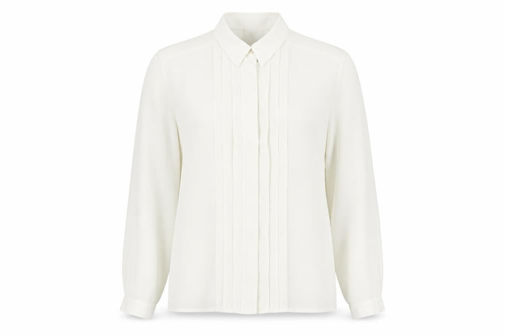 Front view of Viyella Women's White Button-Up Blouse, size 12