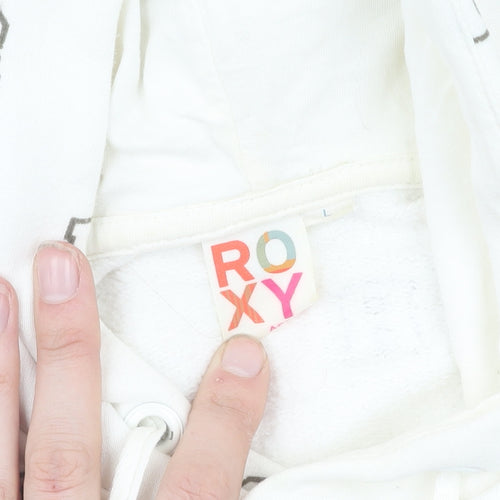 Roxy Women's White Logo Pullover Hoodie L