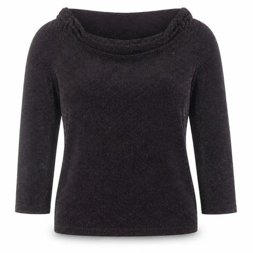 Laura Ashley Black Women's Blouse, Size 12, 3/4 Sleeve, Cowl Neck
