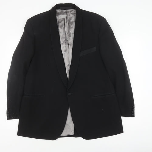 Moss Bros Men's Black Wool Blazer - Shawl Lapel, 44R Tuxedo