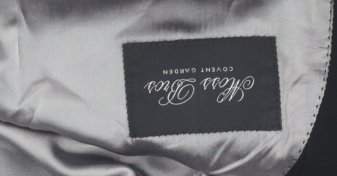 Moss Bros Men's Black Wool Blazer - Shawl Lapel, 44R Tuxedo