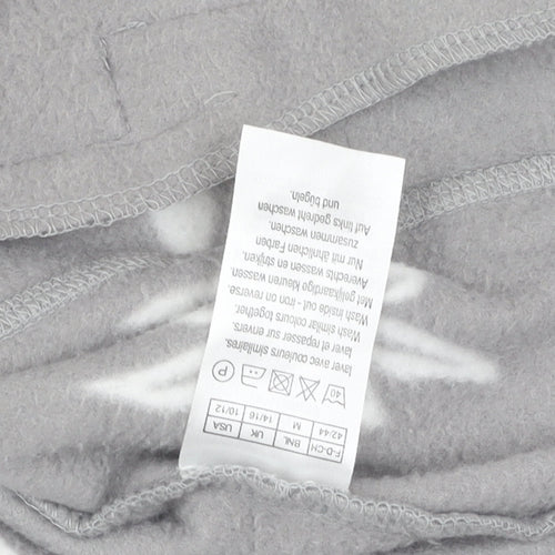 Damart Grey Floral Fleece Jacket, Size 12, Full Zip Women's