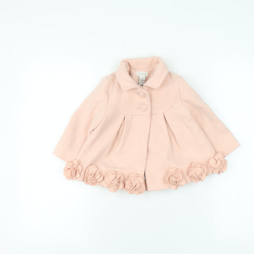 Monsoon Girls Pink Floral Coat 6-12 Months