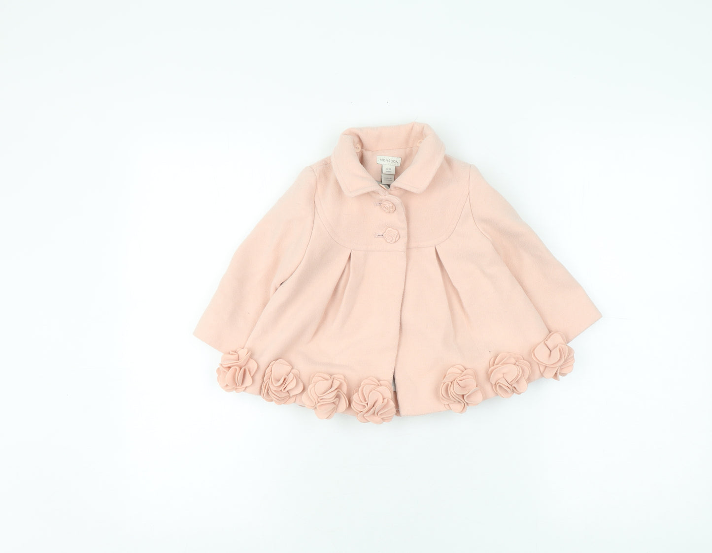 Monsoon Girls Pink Floral Coat 6-12 Months