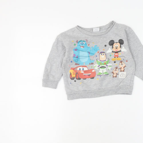 Disney Boys Grey Sweatshirt 2-3 Years Graphic Pullover