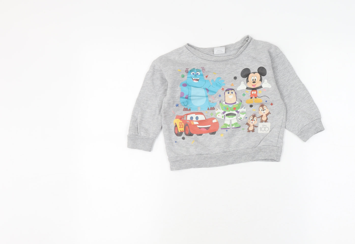 Disney Boys Grey Sweatshirt 2-3 Years Graphic Pullover