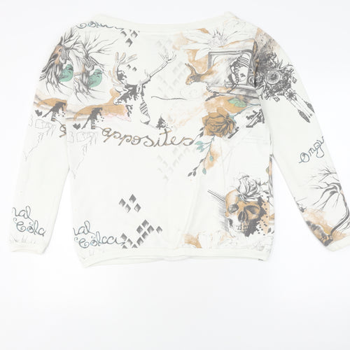 Colcci Women's White Graphic Print Pullover Sweatshirt S
