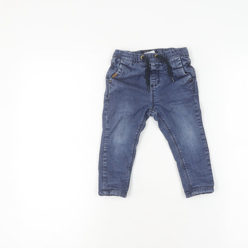 Next Blue Unisex Jogger Trousers, 12-18 Months, Elastic Waist