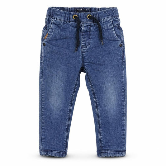 Front view of Next Blue unisex jogger trousers, 12-18 months, elastic waist