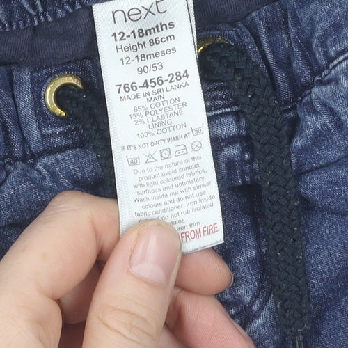 Next Blue Unisex Jogger Trousers, 12-18 Months, Elastic Waist