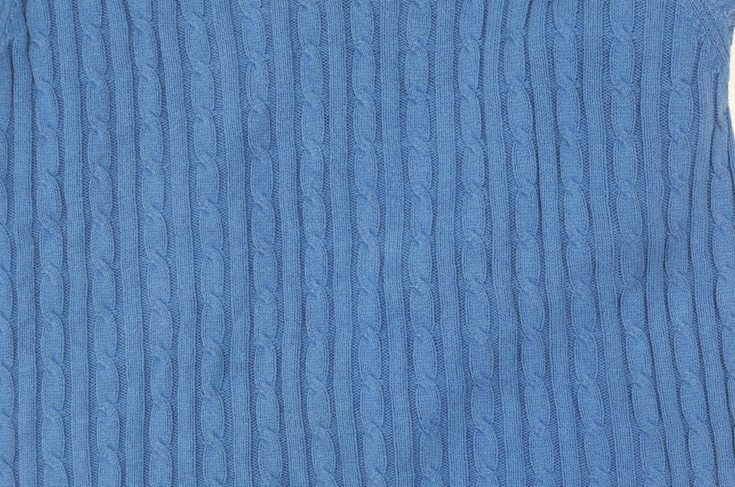 Pegasus Men's Blue V-Neck Cable-Knit Jumper L