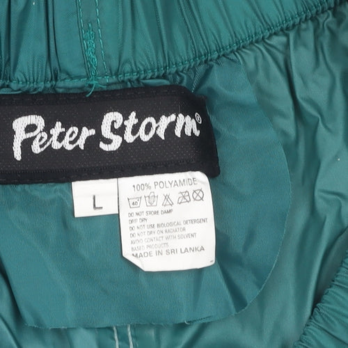 Peter Storm Women's Green Rain Trousers, Size L, Elastic Waist