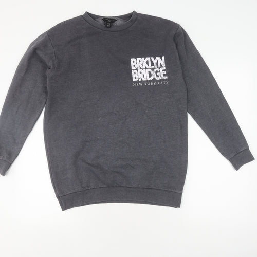 New Look Girls Grey Pullover Sweatshirt 12-13Y Graphic Print