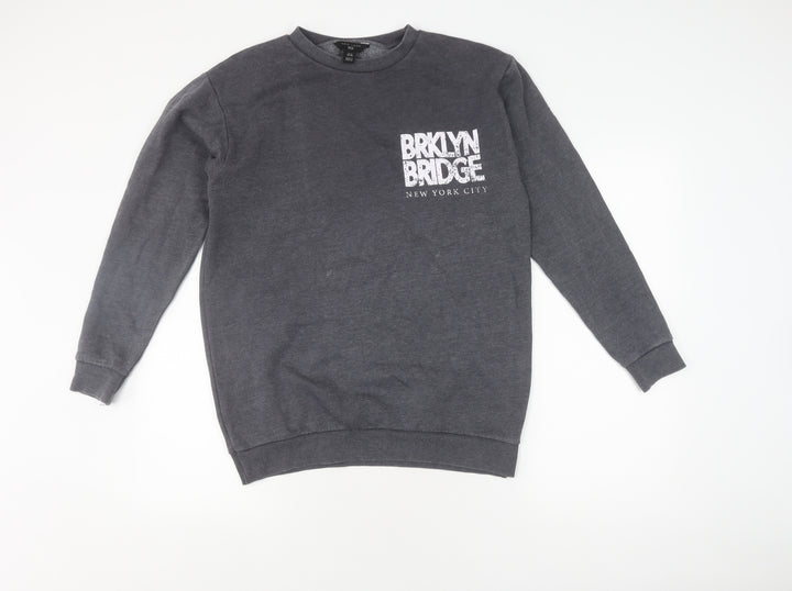 New Look Girls Grey Pullover Sweatshirt 12-13Y Graphic Print