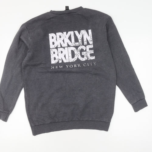 New Look Girls Grey Pullover Sweatshirt 12-13Y Graphic Print
