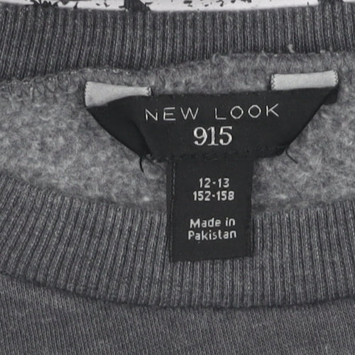 New Look Girls Grey Pullover Sweatshirt 12-13Y Graphic Print