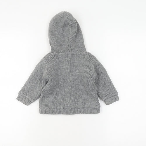 Next Unisex Grey Cable Knit Hooded Jacket 6-9 Months