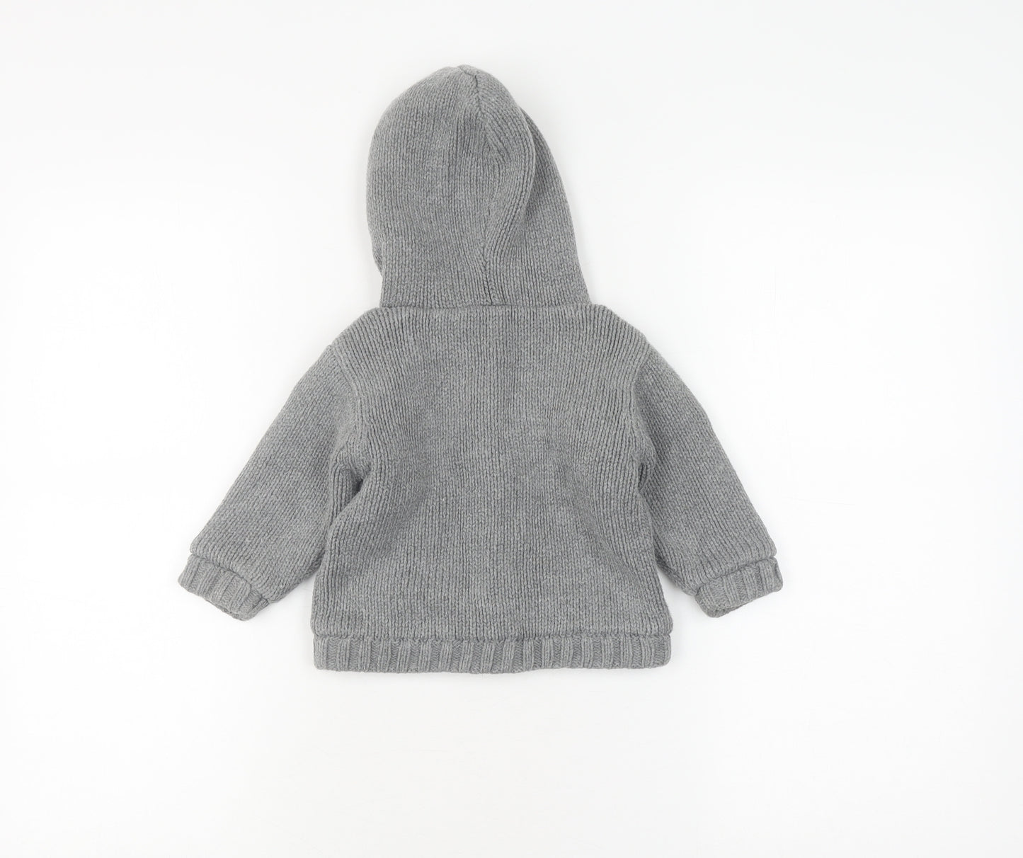 Next Unisex Grey Cable Knit Hooded Jacket 6-9 Months