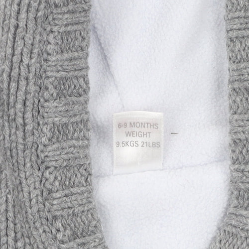 Next Unisex Grey Cable Knit Hooded Jacket 6-9 Months