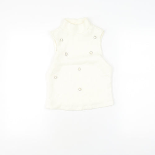 River Island White Mock Neck Sleeveless Top Size 8