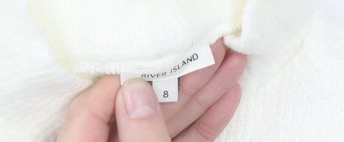 River Island White Mock Neck Sleeveless Top Size 8