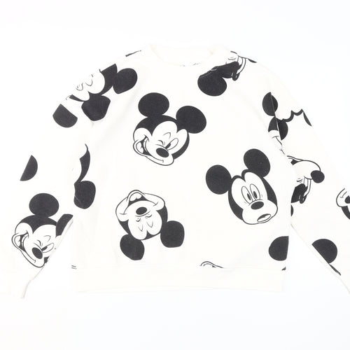 Disney Women's White Mickey Pullover Sweatshirt M