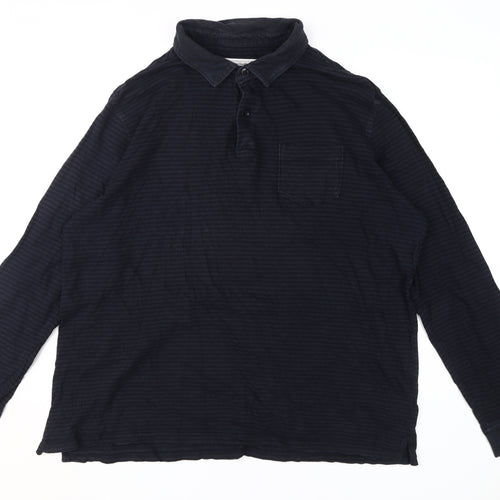 Jasper Conran Men's Black XL Striped Long Sleeve Polo
