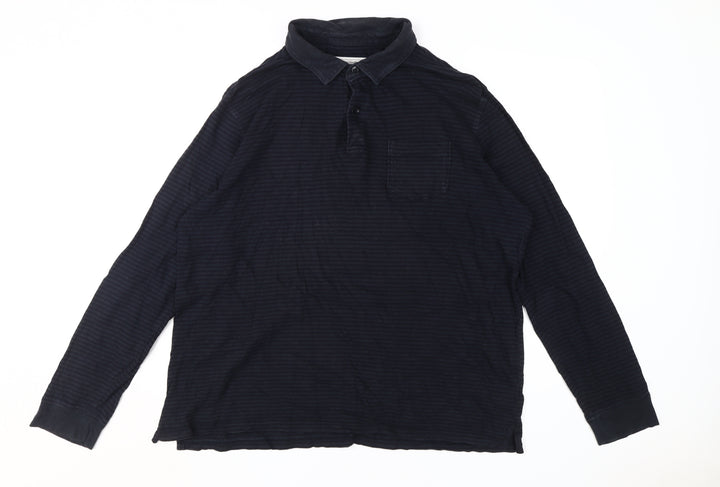 Jasper Conran Men's Black XL Striped Long Sleeve Polo