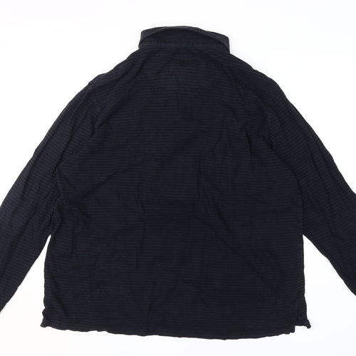 Jasper Conran Men's Black XL Striped Long Sleeve Polo